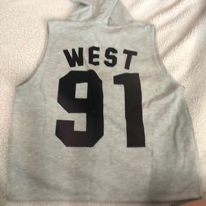 Cropped grey sleeveless hoodie!!
